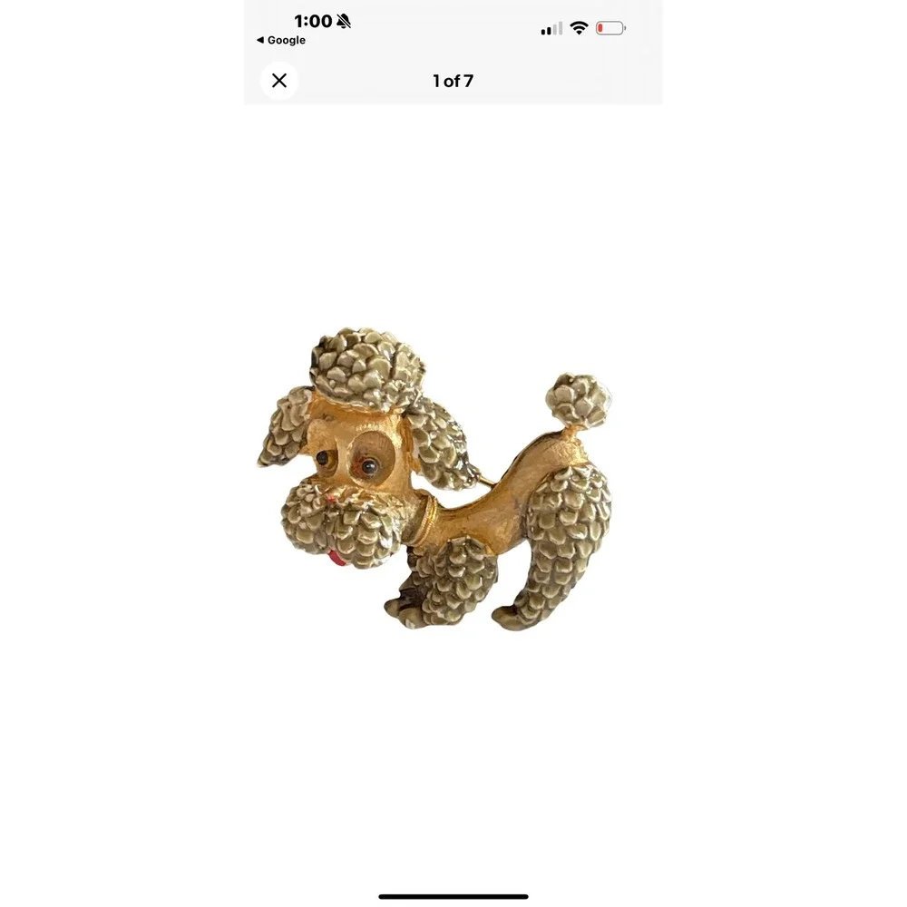 Retro Gold Poodle Brooch Vintage JJ Jonette Jewelry Pin